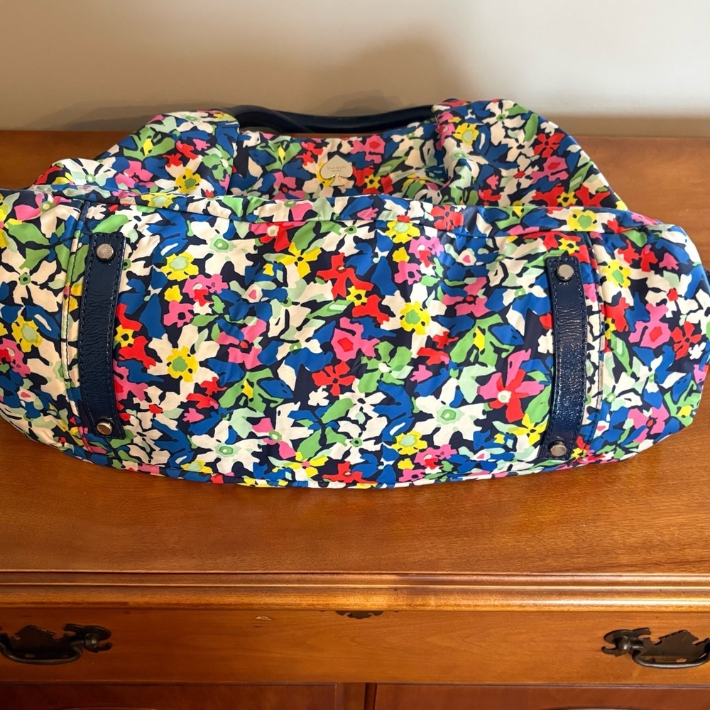 Kate Spade New York Nylon Navy Floral Drawstring Tote Shoulder Diaper Handbag - Picture 12 of 12